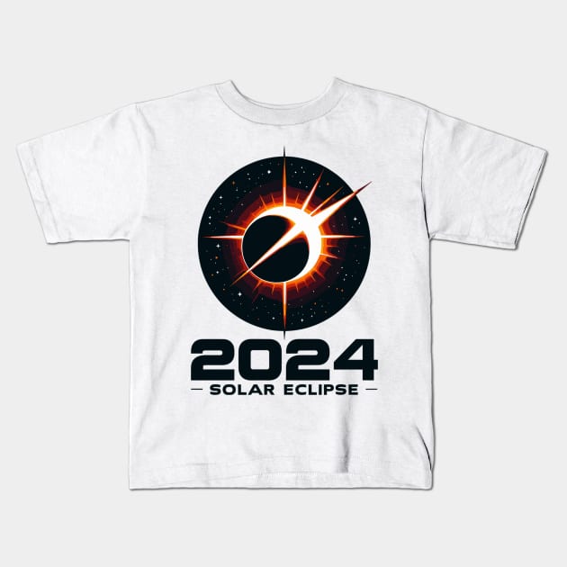 Cosmic Shadow: 2024 Solar Eclipse Spectacle Kids T-Shirt by WEARWORLD